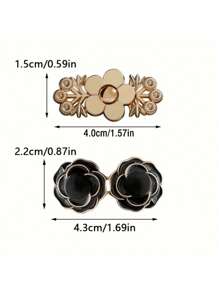 2 件/4 件女式可调节腰带扣组合 - 裤子腰围收缩工具，防滑腰部闭合可拆卸腰部纽扣，花朵组合 - 彩色 - 查看 10