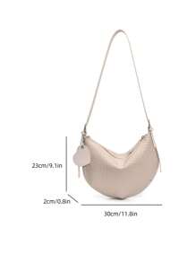 1buc nouă geantă moale în formă de semilună cu pernă, geantă de umăr vintage Y2K în stil gotic de capacitate mare pentru femei, potrivită pentru utilizare zilnică și călătorie, geantă de modă Burgundy cu decorare textura aligator