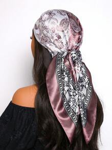 1 件女式 90 色方形围巾，优雅时尚佩斯利花卉印花头巾，适合休闲、街头服饰、装饰、头带、头巾