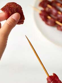 50pcs/100pcs/200pcs/300pcs Thicker & Longer Bamboo Skewers, Appetizer BBQ Picks, Sandwich Holders, Suitable For Home Daily Use Or Party Decor