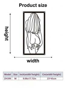 1 件女性身体形状金属墙饰、浴室墙壁装饰、金属线艺术、卧室墙壁雕塑、家居装饰 - 彩色 - 查看 9