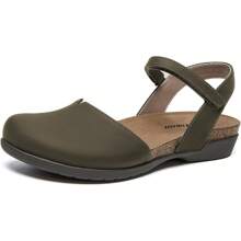 Women's Comfort Flat Sandals - Closed Toe Cork Footbed With Arch Support, Lightweight Breathable Summer Sandals For Walking, Casual Outfits, And Everyday Wear - 常春藤 - 查看 2