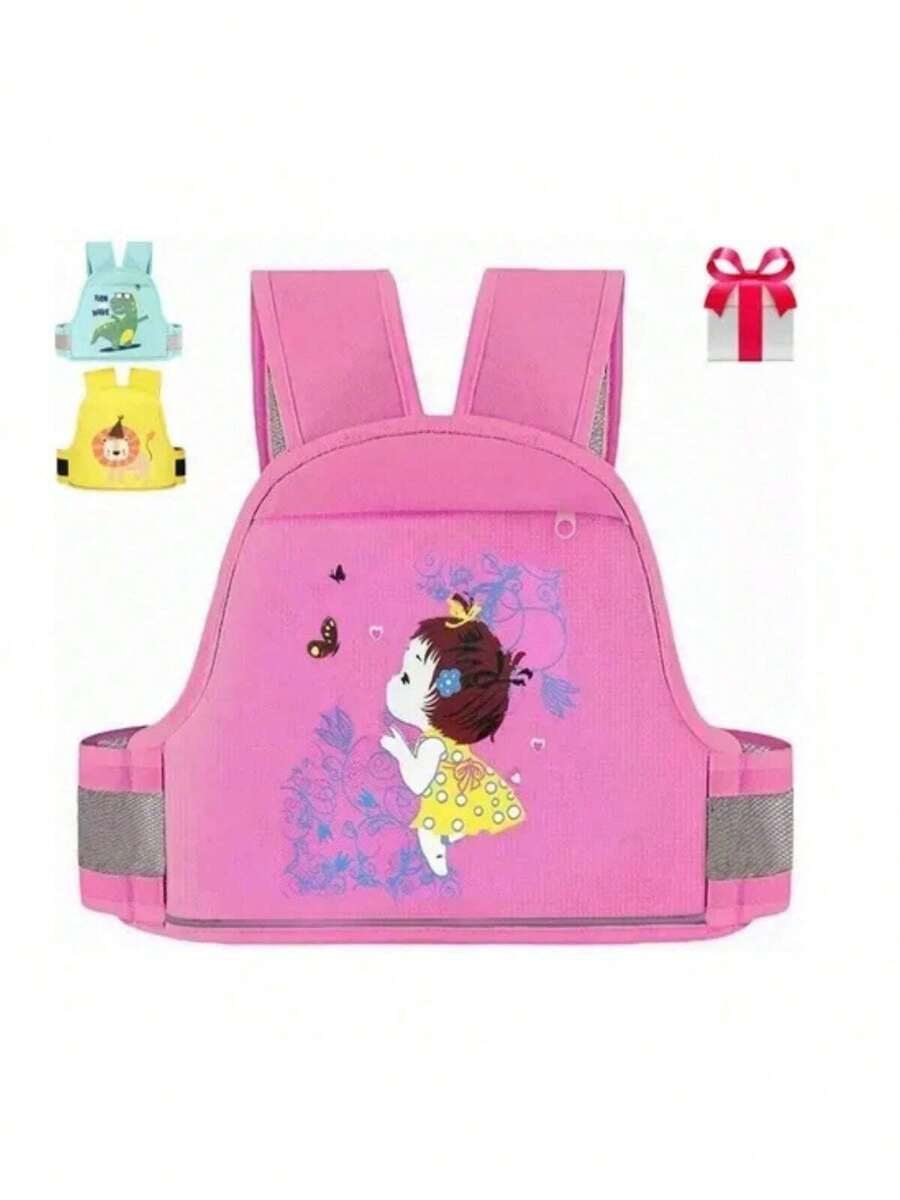 Child Motorcycle Safety Belt With Reflective Strips - Pink - View 1