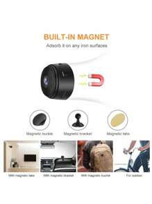 GENAI 1/2/4pcs Home Security Camera -720P WiFi Nanny Cam With Night Vision, Motion Detection, And Home Security For Indoor Outdoor Pet Monitoring - Compact And Discreet Design (Support 2.4GWIFl Only) - Black - View 8