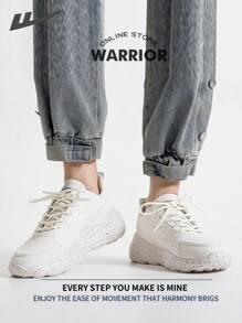 Warrior Fashionable Retro Men's Sports Shoes Spring And SummerLightweightComfortableBreathableRunning ShoesModest Style Casual Yet SleeksneakersApplicable Throughout The Yearwear-ResistingAll-Day WearTraining Sneakers Soft Sole Little White Shoes - White - View 3