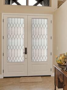 1 Roll Matte Geometrical Pattern Static Cling Glass Window Film, Opaque Vinyl Non-Adhesive Privacy Window Sticker, Reusable And UV Blocking, Suitable For Glass Doors, Cabinet Mirrors And Shower Screens (17.5*118in) - Frosted - View 15