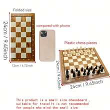 1 套国际象棋跳棋西洋双陆棋三合一棋盘游戏套装，成人木制棋盘配塑料棋子，轻量级跳棋棋盘游戏，成人策略西洋双陆棋套装，旅行用国际象棋棋盘游戏棋子收纳
