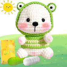 DIY Bear Crochet Set Suitable For Starters Who Are New To Crochet Craft Decor With Step-By-Step Instructions Handmade Crochet Knitting Kit Suitable For Doll Gifts, Stress Relief, Knitting Learning. Crochet Material Kit For DIY Beginner Gift With Complete Material Package