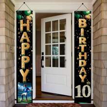 2pcs Customized Birthday Party Backdrop & Door Sign With Photo, Name & Age, Durable Rose Gold Happy Birthday Decorations, Perfect For Indoor & Outdoor Party Celebration