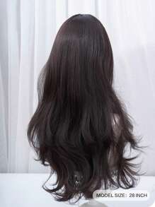 SHUDUO 1 Piece Synthetic Heat-Resistant Wavy Hair Wig, Black-Brown, 28-Inch Long, Center Split Bangs, Made With Fibers For Daily Use, Natural And Realistic Wig (Accessories Not Included)