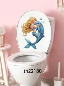 1pc Decorative Toilet Seat Sticker Cartoon Mermaid Pattern Self-Adhesive Sticker PVC Waterproof For Bathroom Decoration Toilet Seat Sticker Wall Decal Vinyl Decal For Home Decorations Spring Decoration Items Refresh Your Home Rama Decoration Stickers Wall Decor Bedroom Decor Room Decoration Stuff Living Room Decor House Decor Home Decor Living Room Wall Art Wall Paper Personalised Stickers - Multicolor - View 7