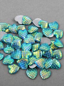 50 颗/包蛇皮图案树脂水钻，12 毫米平底心形树脂水钻，树脂水钻适用于手工 DIY 和服装配饰 - 彩色 - 查看 9