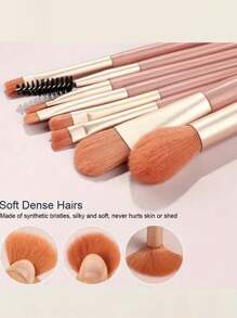 8pcs Makeup Brush Set Including Foundation Brush, Blush Brush, Eye Shadow Brush, Contour Brush, Flat Brush, Eyeliner Brush, Eyebrow Brush And Concealer Brush