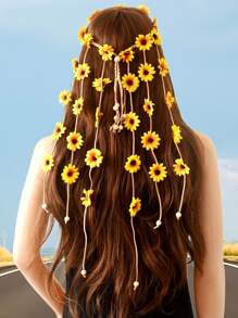1 件波西米亚向日葵头带，女士花卉雏菊头饰，乡村风格发饰，适合旅行、摄影