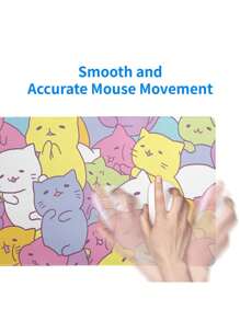 1pcCute Cat Game Mouse Pad, Large Mouse Pad, Large Computer Keyboard Pad, Sewn Edge Mouse Pad, Non-Slip Rubber Mouse Pad