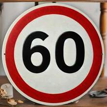 1 pièce Panneau en bois pour 60e anniversaire, trous pré-percés, décoration ronde de célébration convenant pour la maison, le bureau, la cuisine, le bar - idéal pour la décoration d'Halloween et de Noël, style de trous aléatoires