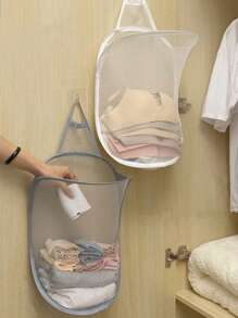 1pc/Set Foldable Wardrobe Hanging Underwear Storage Bag, Collapsible Storage Basket, Space-Saving Retractable Wall-Mounted Storage Basket For Bathroom Accessories, Underwear, Laundry, And Miscellaneous Items, Random Mesh Bag Included