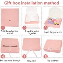10pcs - Pink Gift Boxes With Lids And Ribbons, Suitable For Bridesmaid Invitation Boxes, Wedding Gift Boxes, Birthday Gift Boxes, Baby Shower Boxes, Valentine's Day Gifts, Etc. - Pink - View 7