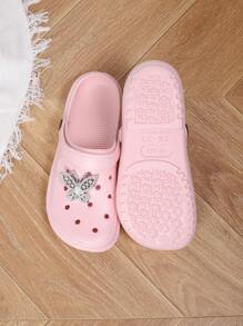 纯色男女通用蝴蝶穿孔拖鞋，轻便防滑 EVA 凉鞋，夏季室内外沙滩花园鞋