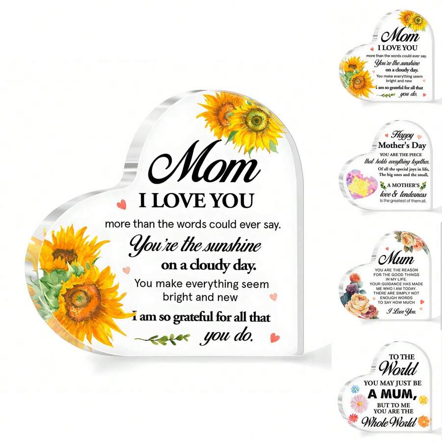 1 件，儿子和女儿送给妈妈的母亲节礼物，送给妈妈的生日礼物雕刻亚克力方形拼图，送给妈妈的个性化生日礼物，送给妈妈的生日礼物牌匾，3.93 X 3.93 英寸（妈妈） - 彩色 - 查看 1