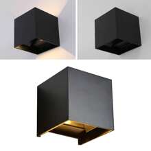 6W LED Square Wall Light Modern Design Adjustable Lighting Angle Waterproof Black Square Wall Lamp For Balcony Stairs Indoor Garden Living Room Bathroom Kitchen Bedroom Hallway - 暖光 - 查看 3