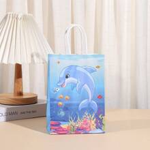 6/12/24 pièces/set de sacs en papier kraft 21*15*8cm thème océan, convient pour les cadeaux de vacances, anniversaires, shopping, transport et emballage cadeau décoratif, pour la fête des mères, les cadeaux de demoiselle d'honneur, de remise de diplôme, d'anniversaire, de mariage