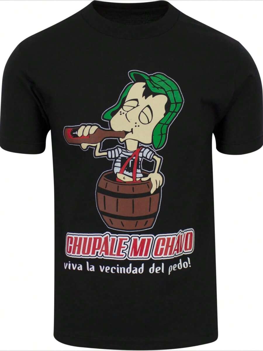 Camiseta El Chavo del 8 Camiseta para hombres Camiseta del programa de televisión clásico con frase emblemática para beber 1 camiseta con estampado digital de 220 g - Negro - Ver 1