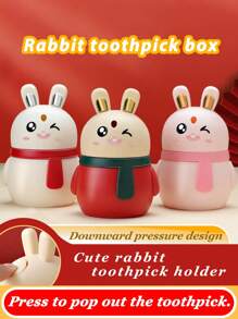 1-3pcs Cartoon Rabbit Toothpick Holders, Household Press Type Toothpick Dispenser, New Fashionable Rabbit Style Toothpick Bottle, High-End Creative Household Toothpick Canister With Press Dispenser Travel Essentials Travel Accessories Travel Must Haves