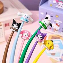 Sanrio 6 stuks Sanrio neutrale pennen, gebruik op kantoor, vloeiend schrijven - compact, fris ontwerp, geschikt voor handtekeningen, vloeiend schrijven, uniek ontwerp, geweldig cadeau
