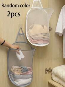 1pc/Set Foldable Wardrobe Hanging Underwear Storage Bag, Collapsible Storage Basket, Space-Saving Retractable Wall-Mounted Storage Basket For Bathroom Accessories, Underwear, Laundry, And Miscellaneous Items, Random Mesh Bag Included