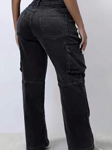 Women'S Overalls Jeans - Multiple Pockets Practical - Slim Elastic Sexy Fairy Gorgeous Elegant Avant-Garde Leggings High Waist, Suitable For All Seasons Casual Wear - American Country Ladies Classic Denim Wear - Gothic Style - màu đen - Xem 3