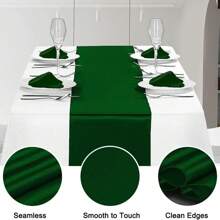 Juego de camino de mesa de satén, 1 camino de mesa y 6 servilletas, mantel de mesa de seda satinada largo, adecuado para boda, fiesta, ceremonia de graduación, decoración de cumpleaños
