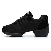 Zapatos de baile para mujer de suela de goma y malla, zapatos de baile de cuadrados de suela blanda transpirables para todo el año, zapatos de práctica de baile, zapatos de ejercicio de fitness corporal, zapatos casuales