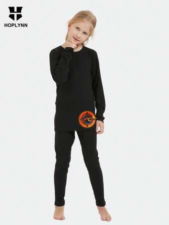 HOPLYNN Tween Girl Thermal Compression Underwear De Velvet Set Top Pants De Velvet Lined Bottom Tights And Pants
