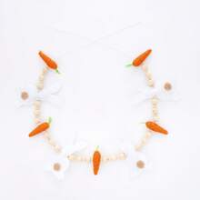 Easter Rabbit Carrot Garlands, Wooden Beads Rabbit Hanging Banners Spring Ornaments For Home - 彩色 - 查看 10