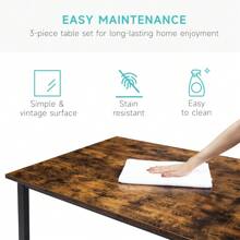 GOCAPTAIN Dining Table Set For 4, Rectangular Kitchen Table With Upholstered Bench And 2 Matching Benches, 3-Piece Set Perfect For Small Spaces, Apartments, And Studios(Rustic Brown)