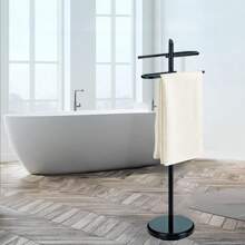 Freestanding Towel Rack, Bathroom Towel Rail, Bath Towel Holder, For Bath Towels, Clothes, Metal, Black - màu đen - Xem 4