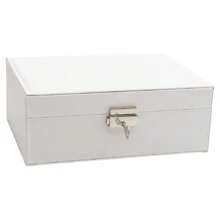 Porta Joias Grande Maleta Organizado Viagem Maquiagem Estojo Cor Branco - Branco - Visão 3