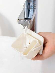 Caja de almacenamiento de motas, soporte giratorio montado en la pared para dividir las esponjas de maquillaje, cojín de aire no perforado, estante transpirable para huevos de belleza