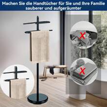 Freestanding Towel Rack, Bathroom Towel Rail, Bath Towel Holder, For Bath Towels, Clothes, Metal, Black - màu đen - Xem 9