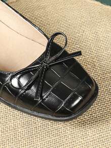 Women's Elegant Pumps For Spring, Autumn And All Seasons, Fashion Versatile Minimalist Design, Lightweight Comfortable Block Heels, Breathable Suitable For Daily Wear, Slip-On With Bowknot Buckle, Solid Colors: Nude, Black, Stone Texture Mary Jane Round Toe High Heels
