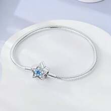 Starry Sky Five-Pointed Star Snake Bone Chain Sterling Silver DIY Bracelet Beading Accessories And Pendant Beads Made Suitable For Daily Clothing - Pentagram Beaded Bracelet - View 5