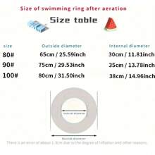 1pc Inflatable Watermelon Design Transparent Blue PVC Floating Swimming Pool Beach Water Tube Swim Ring, Adult Underarm Circle