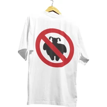 Playera Camiseta Oversize Meme Prohibido Gordas LL Unisex - Blanco - Ver 2