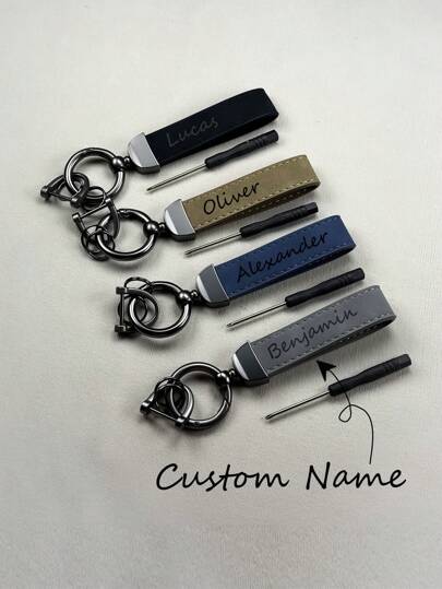 1pc Personalized Leather Business Style Keychain, Customized Laser Engraved Name Simple Keychain, Ideal Gift For Father's Day And Valentine's Day, Engraved,Stainless,Colorful,Cute,Adorable,Funny,Kawaii,Y2K,Stylish,Unisex,Casual,Custom,Personalized,Unique,Customized,Ideal Gifts For Him,Ideal Gifts For Her,Her,Boyfriend,Girlfriend,Family,Friends,Travel Accessories,Travel Accessories,School Supplies,Back To School,School Gift,For Office,For School,For Classroom,For Teacher Gifts,For University,For Colleague,For Dorm Rooms,For Teacher,For Boys And Girls,For Teenagers,Junior High School Students,Middle School Students,High School Senior High School Students,College Students,University Students,Freshman,Sophomore,Underclassmen,Delicate Romance,Winter Fashion
