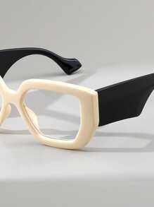 1 Pair Women's Vintage Square Leopard Print Stylish Non-Prescription Glasses, Suitable For Daily Decoration, Walking, Photography - 米色 - 查看 4