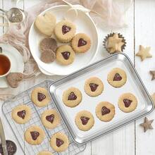 Deedro - Juego de bandejas para hornear con rejilla de refrigeración [2 hojas + 2 estantes], charola para hornear galletas de acero inoxidable con estante de 10 x 8 x 1 pulgadas, resistente, noóxico, fácil de limpiar - 10 pulgadas - Ver 7