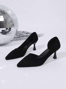 Women's Fashion All-In-One Heeled Sandals Women's Casual Comfort Side Empty Pointed Elegant Simple Solid Color Heels