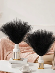 1/5 Pcs Black Artificial Pampas Grass With Feather Decorations, 18.11 Inches/46 Cm Height, Fluffy Silk Bohemian Style Pampas Flowers For Home, Living Room, Kitchen, Wedding, Christmas, Easter Decoration, Vase Fillers, Country Style Decor, Perfect Mother's Day Gift