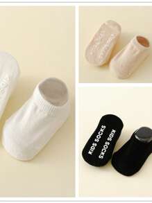 3 双婴儿防滑地板袜，圆点抓地短踝袜，纯色，可爱幼儿袜，适合新年和圣诞节 - 彩色 - 查看 16